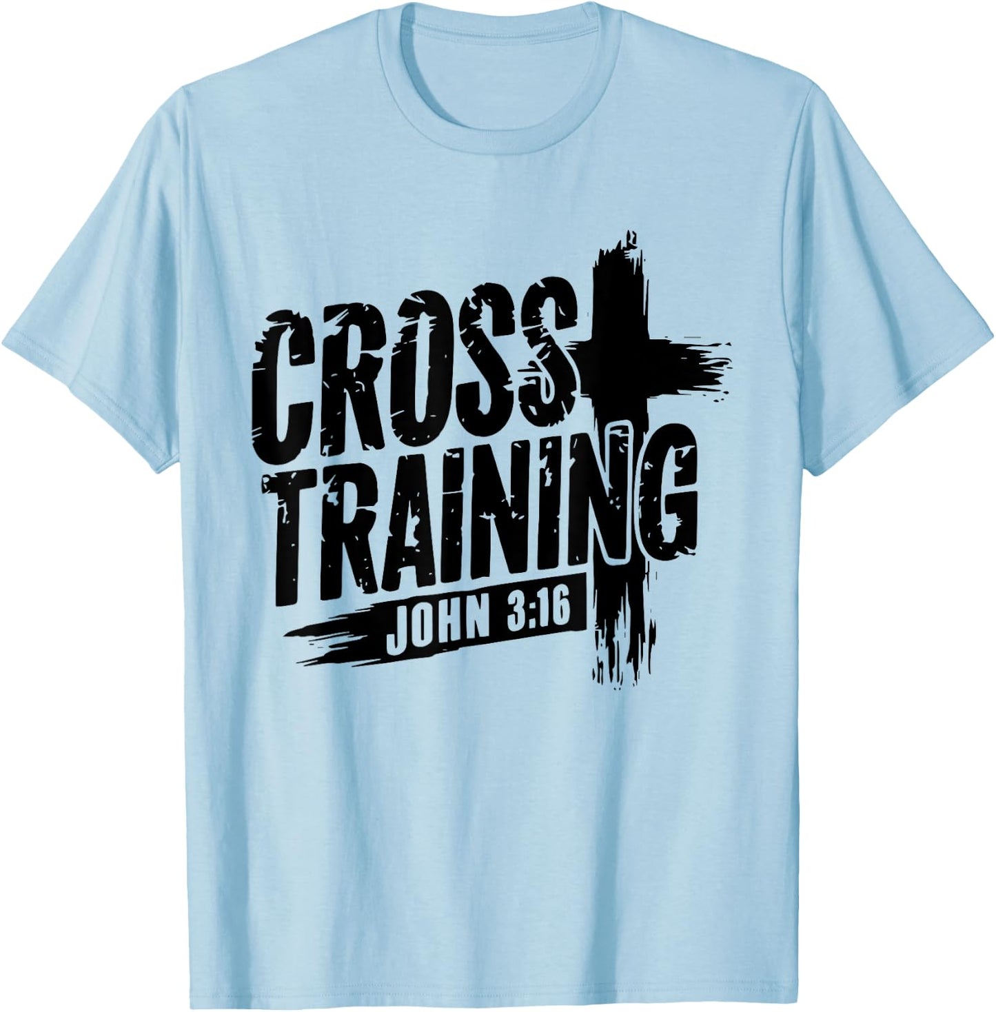 Retro Cross Training 3 16 Christian Faith Motivational Bible T-Shirt - T-Shirt | Light Blue