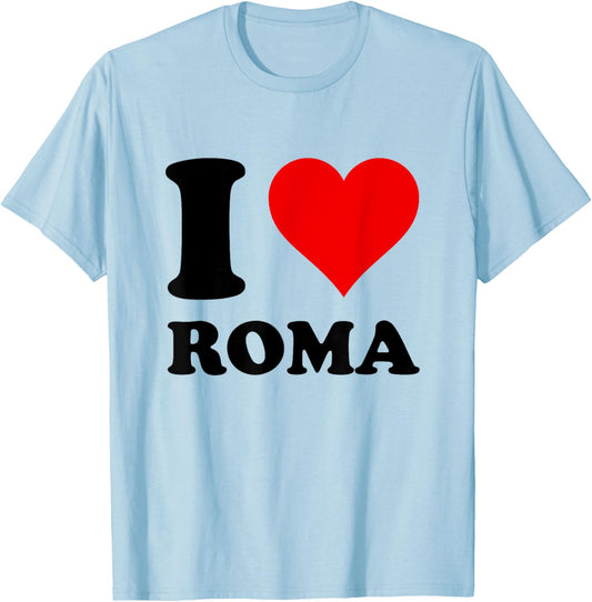 Red Heart I Love Roma T-Shirt - T-Shirt | Light Blue