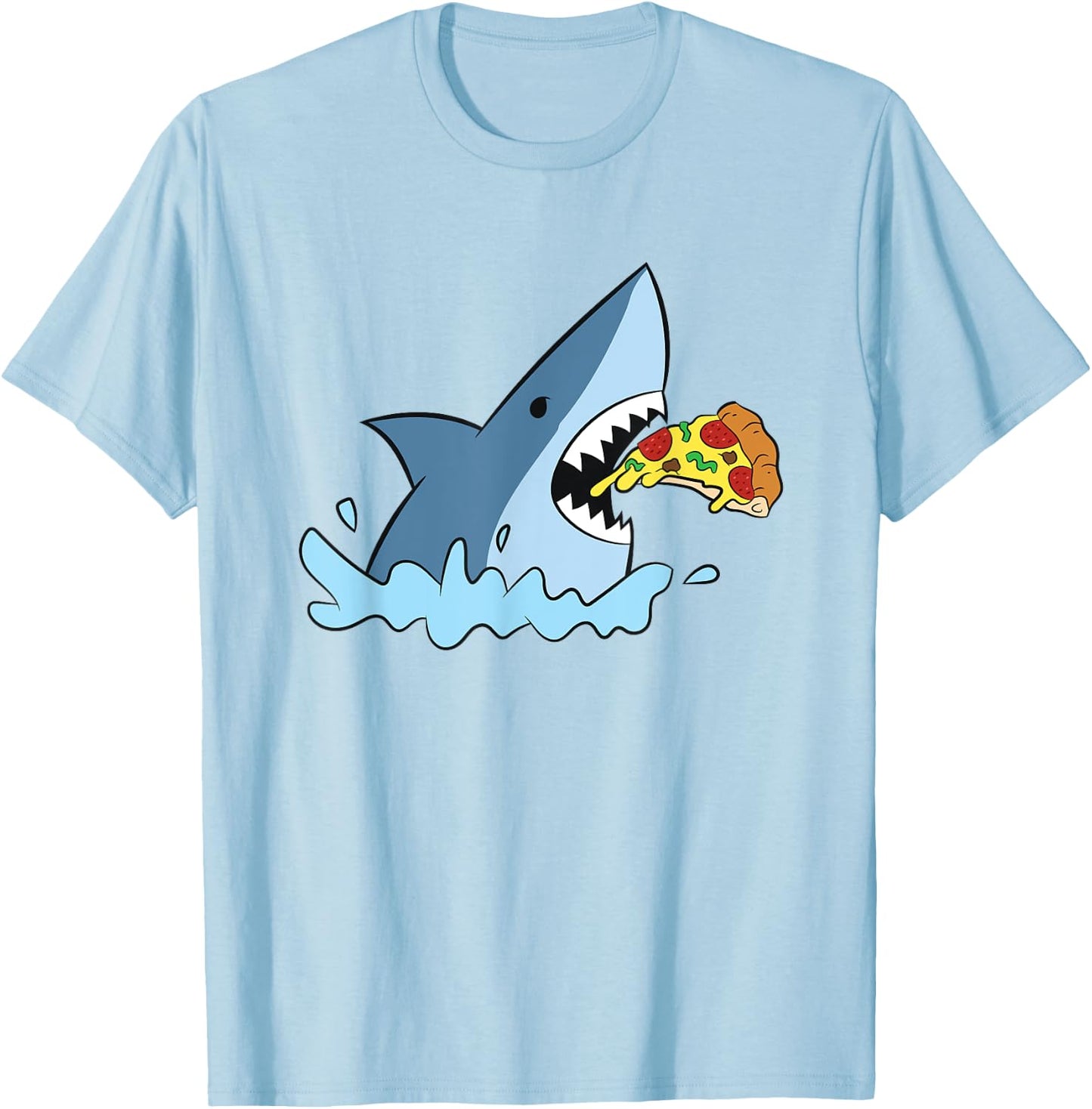 Shark Eating Pizza Sharks Pizza T-Shirt - T-Shirt | Light Blue