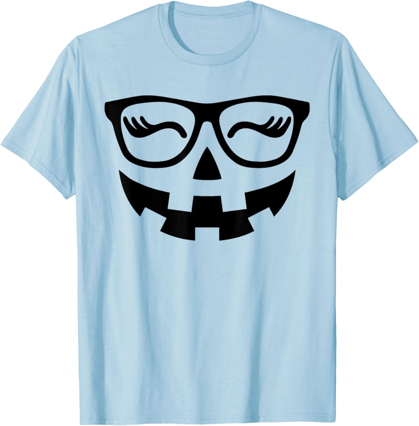 Jack O Lantern Face Pumpkin Glasses Hallowen Costume Nerd T-Shirt - T-Shirt | Light Blue