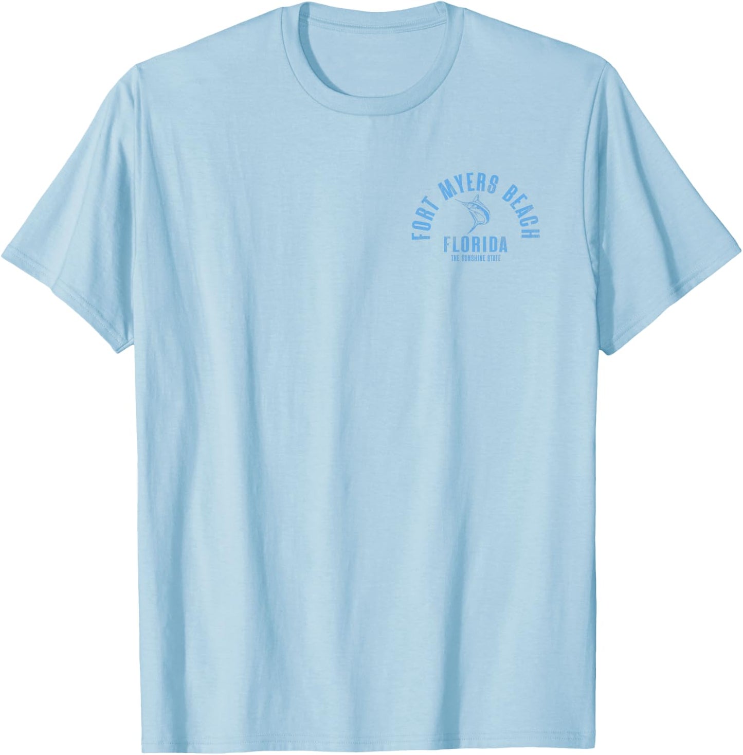 Fort Myers Beach Florida FL Retro Vintage Beach Front & Back T-Shirt - T-Shirt | Light Blue