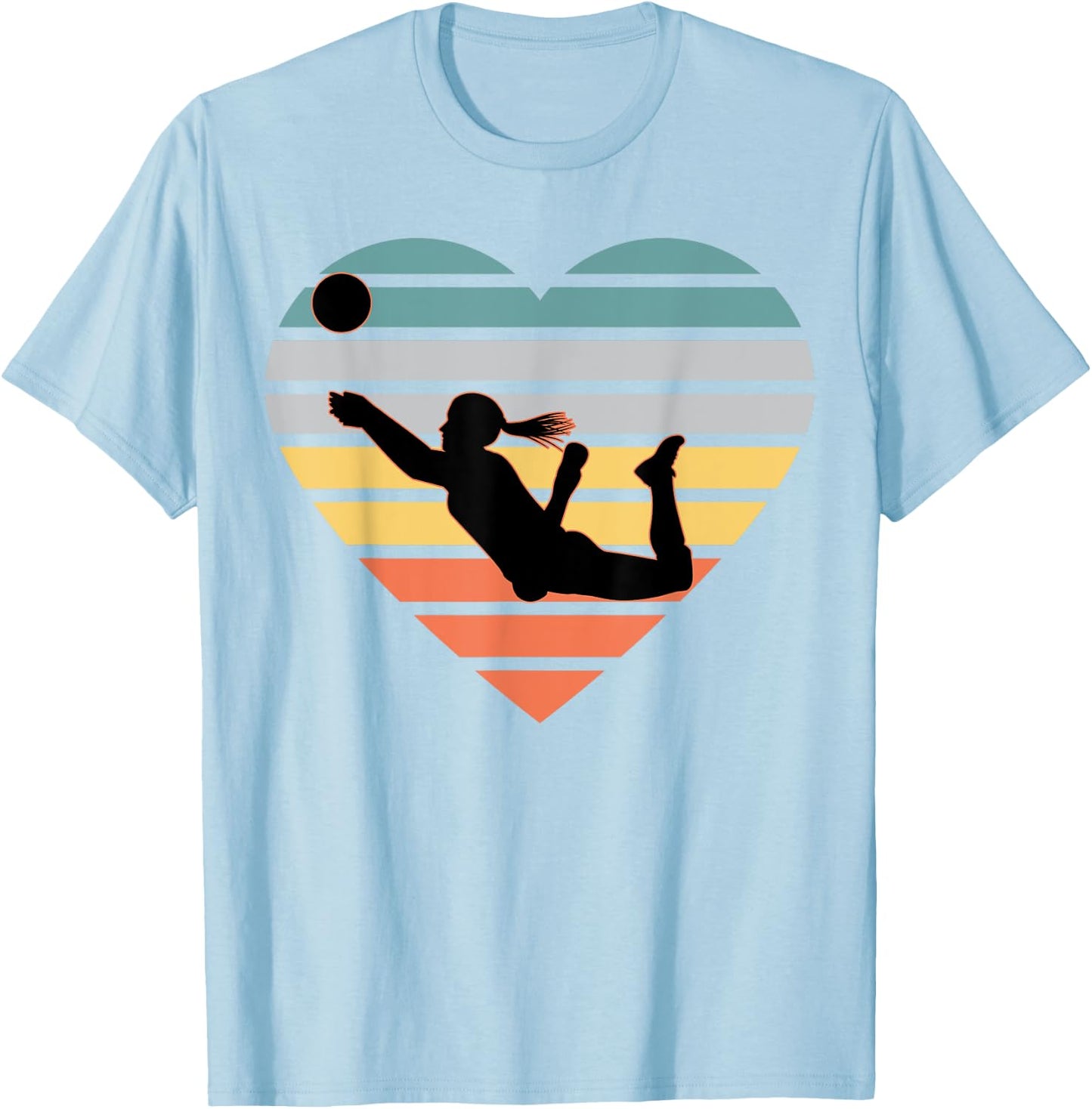 Volleyball Gifts for Teen Girls Retro Vintage Heart T-Shirt - T-Shirt | Light Blue