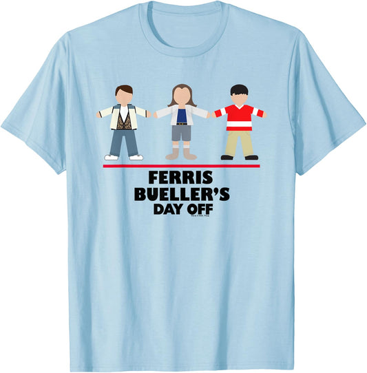 Ferris Bueller's Day Off Sloane & Cameron Cartoon Trio T-Shirt - T-Shirt | Light Blue