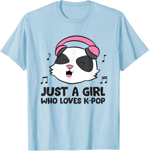 Just a Girl Who Loves K-Pop Music T-Shirt - T-Shirt | Light Blue