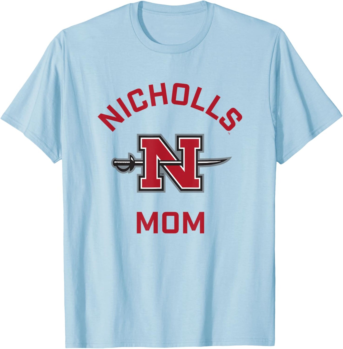 Nicholls State University Colonels Arched Mom T-Shirt - T-Shirt | Light Blue