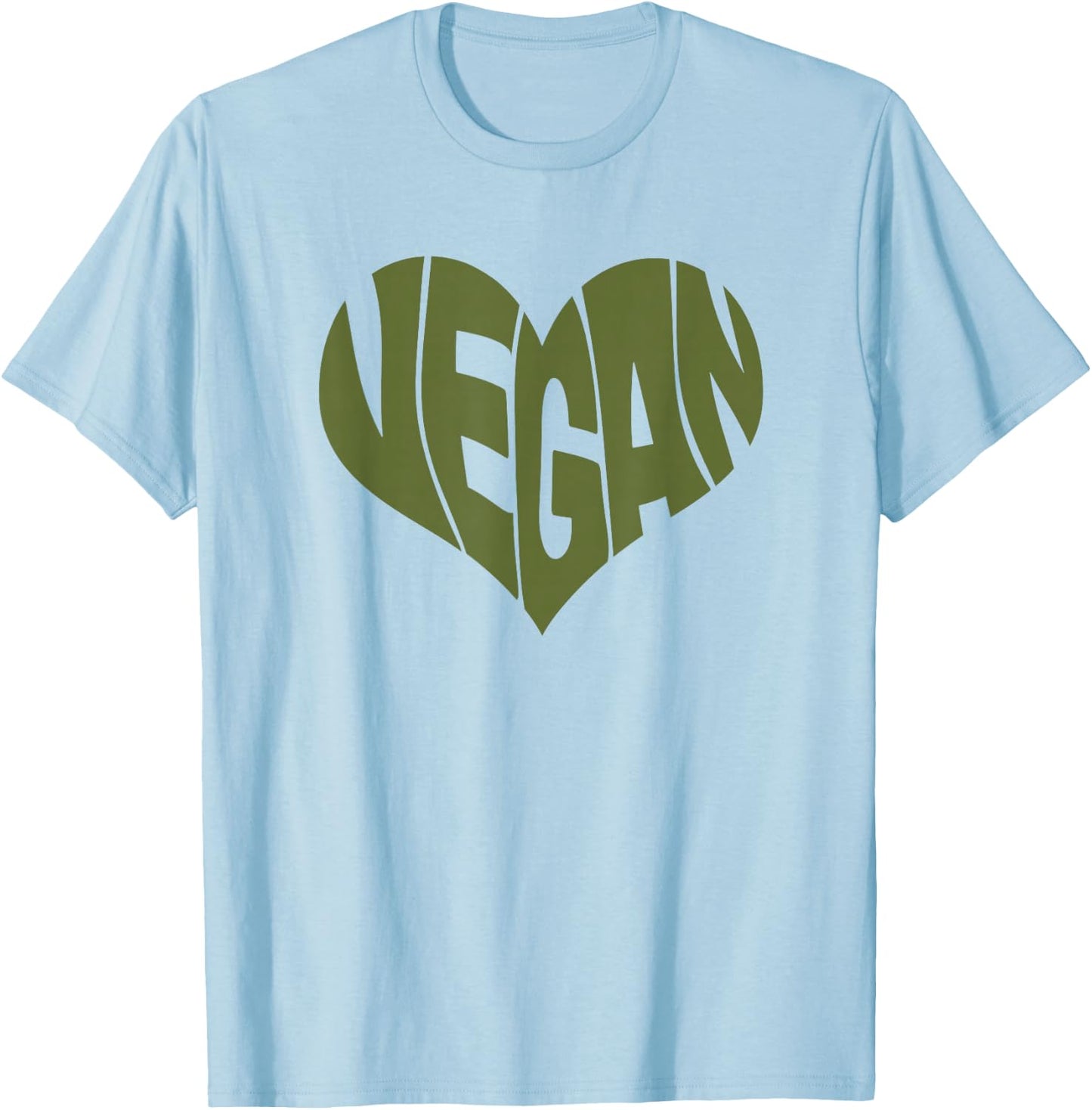Vegan Saying Heart Shape Design/Promote Plant Based Diet T-Shirt - T-Shirt | Light Blue