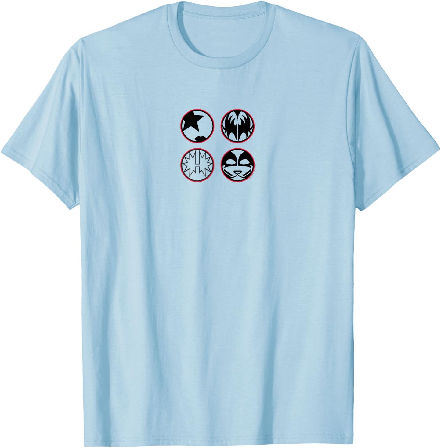 KISS - Cartoon B&W Logo T-Shirt - T-Shirt | Light Blue