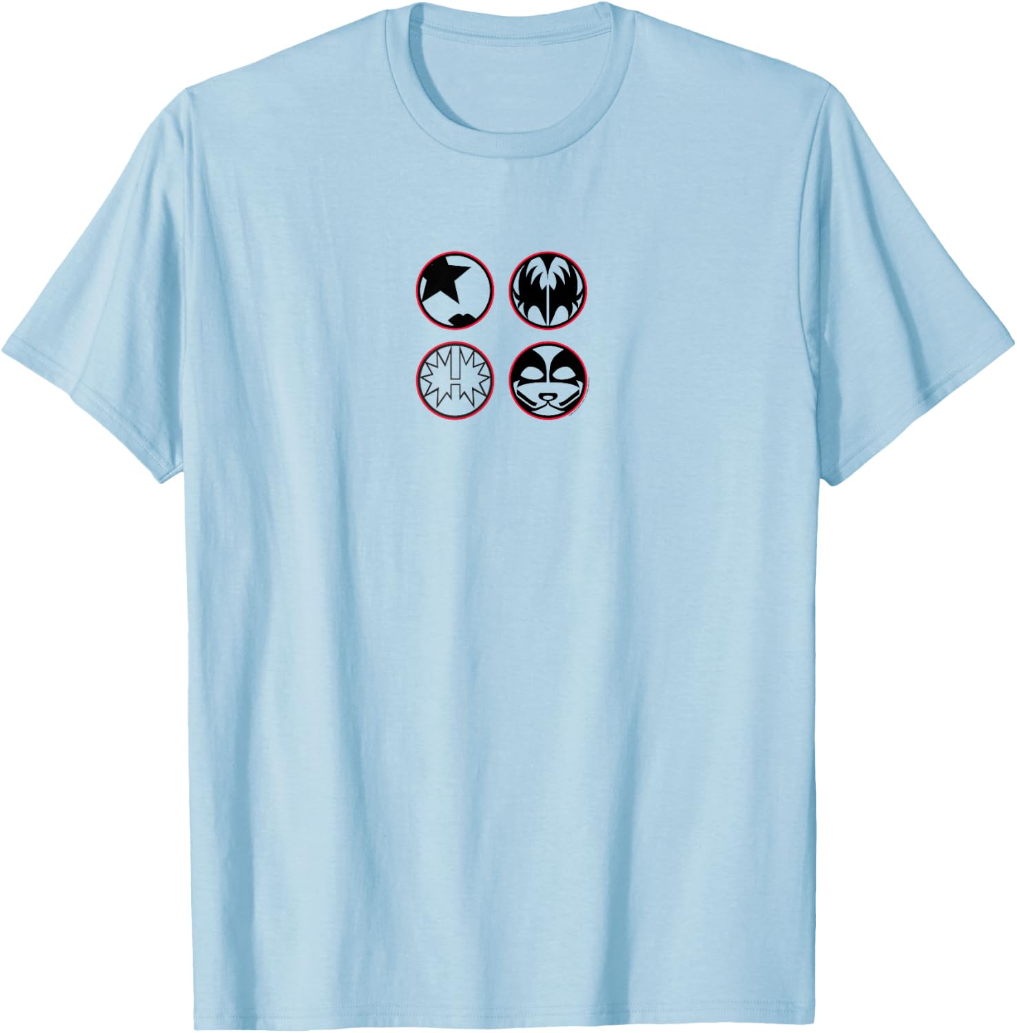 KISS - Cartoon B&W Logo T-Shirt - T-Shirt | Light Blue