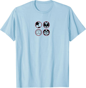 KISS - Cartoon B&W Logo T-Shirt - T-Shirt | Light Blue