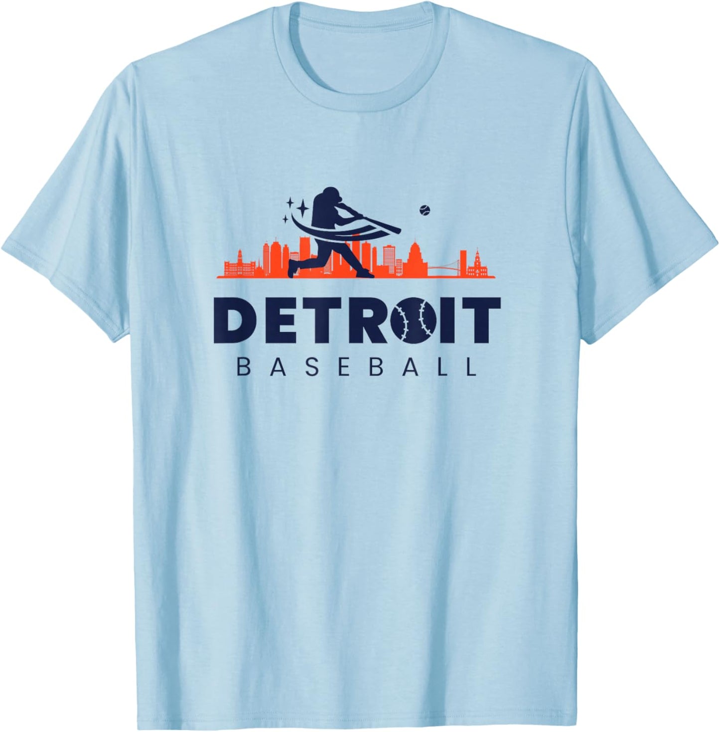 Detroit Baseball Vintage Minimalist Retro Baseball Lover T-Shirt - T-Shirt | Light Blue