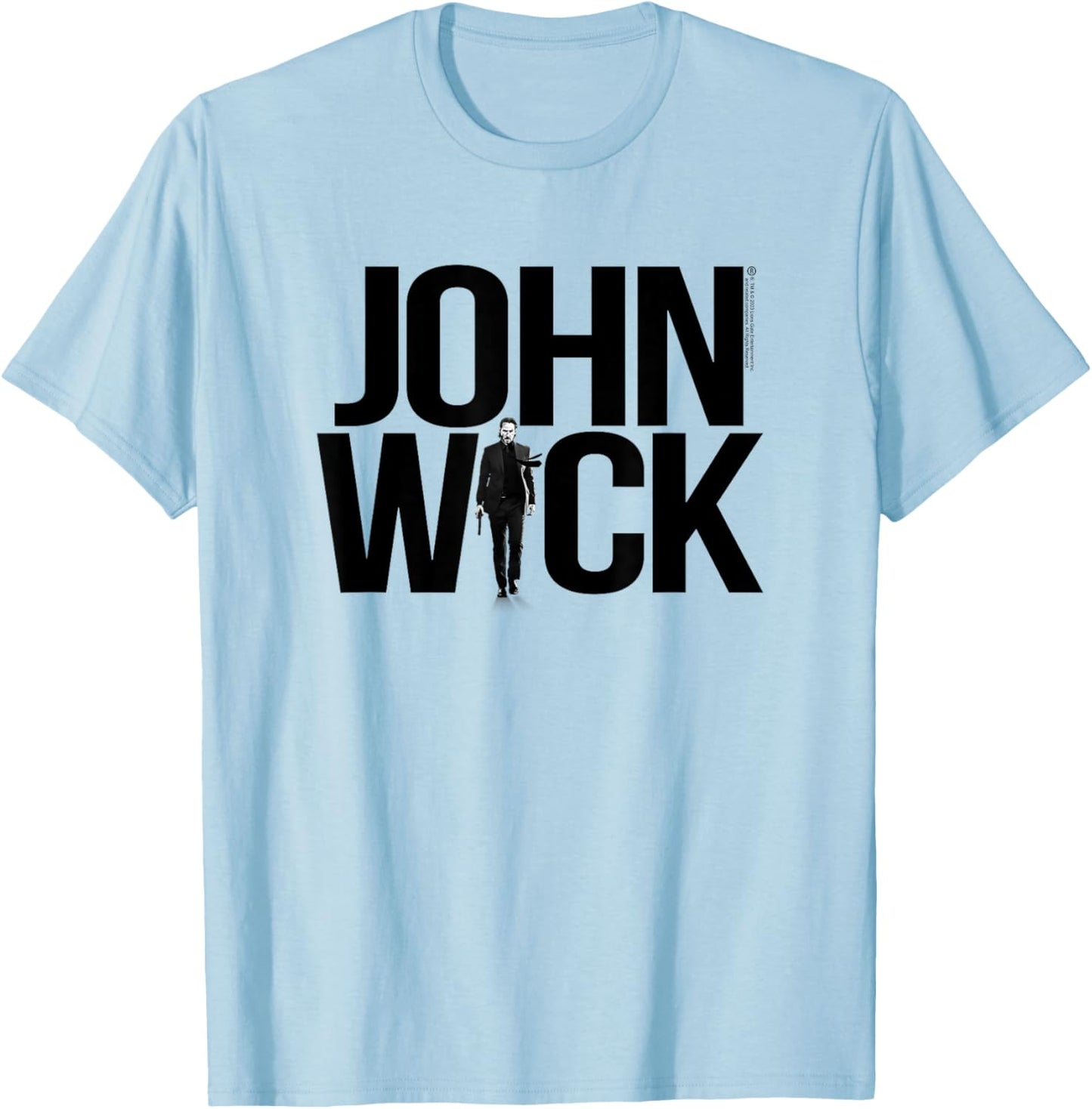 John Wick Bold Logo with Photo Action Movie T-Shirt - T-Shirt | Light Blue