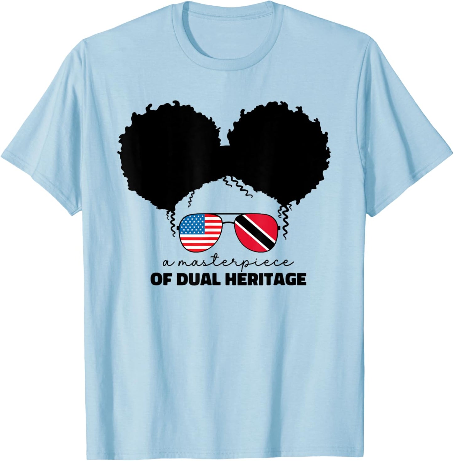 Half American And Trinidadian Usa Trinidad Tobago Kids Girls T-Shirt - T-Shirt | Light Blue