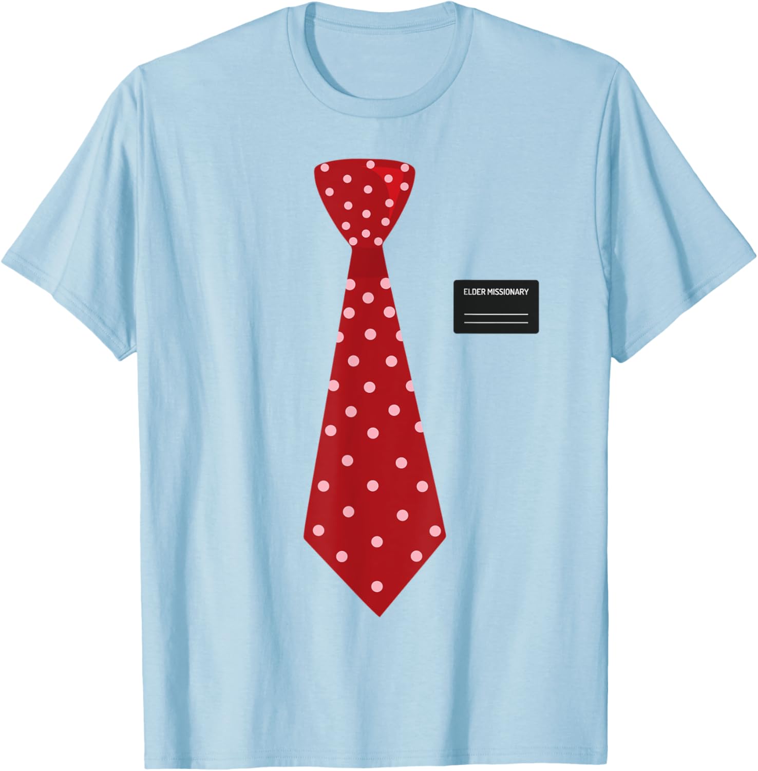 Funny Mormon Missionary Costume, LDS Elder Tie & Name Tag T-Shirt - T-Shirt | Light Blue