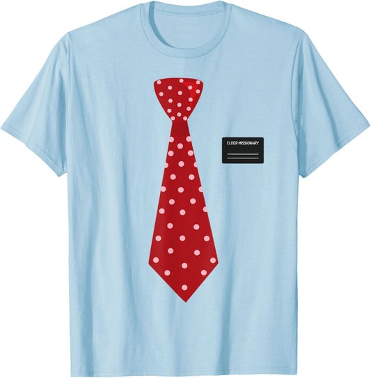 Funny Mormon Missionary Costume, LDS Elder Tie & Name Tag T-Shirt - T-Shirt | Light Blue