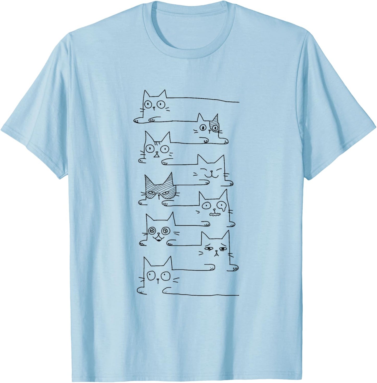 Pile Of Kitty Cats Funny Cute Cat Lover Gift T-Shirt - T-Shirt | Light Blue