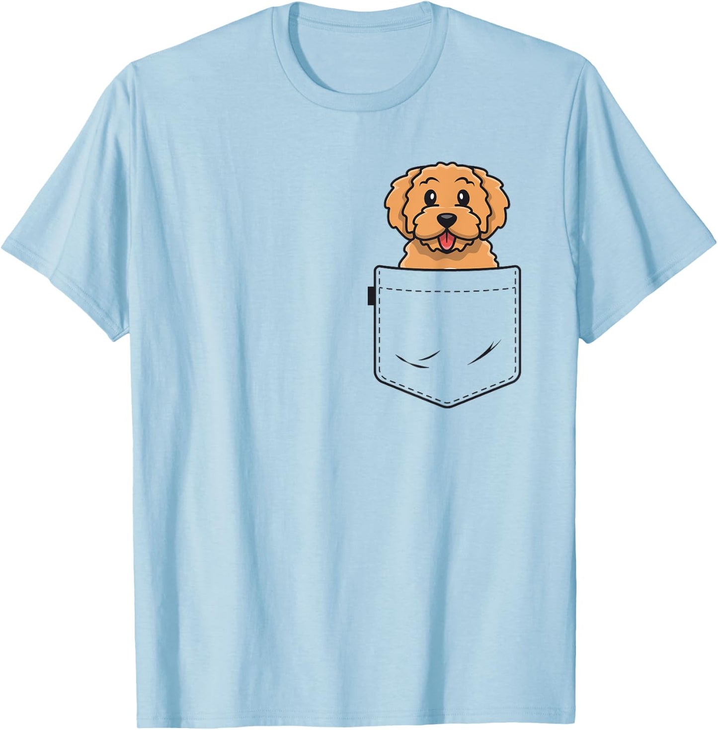 Goldendoodle Pocket Shirt Golden Doodle Shirts T-Shirt - T-Shirt | Light Blue