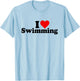 I Love Heart Swimming T-Shirt - T-Shirt | Light Blue