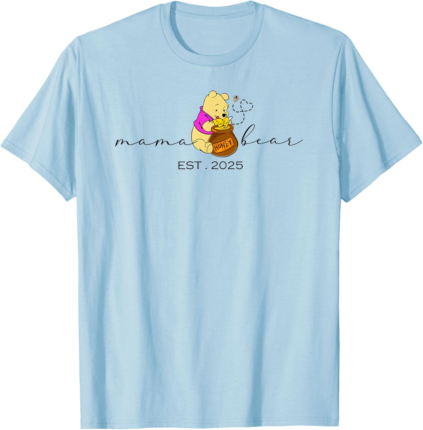 Mama Bear Est 2025 Mother's Day New Mom Pregnancy T-Shirt - T-Shirt | Light Blue