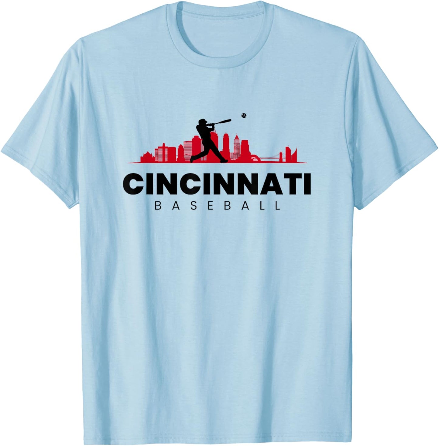 Cincinnati Baseball Vintage Minimalist Retro Baseball Lover T-Shirt - T-Shirt | Light Blue