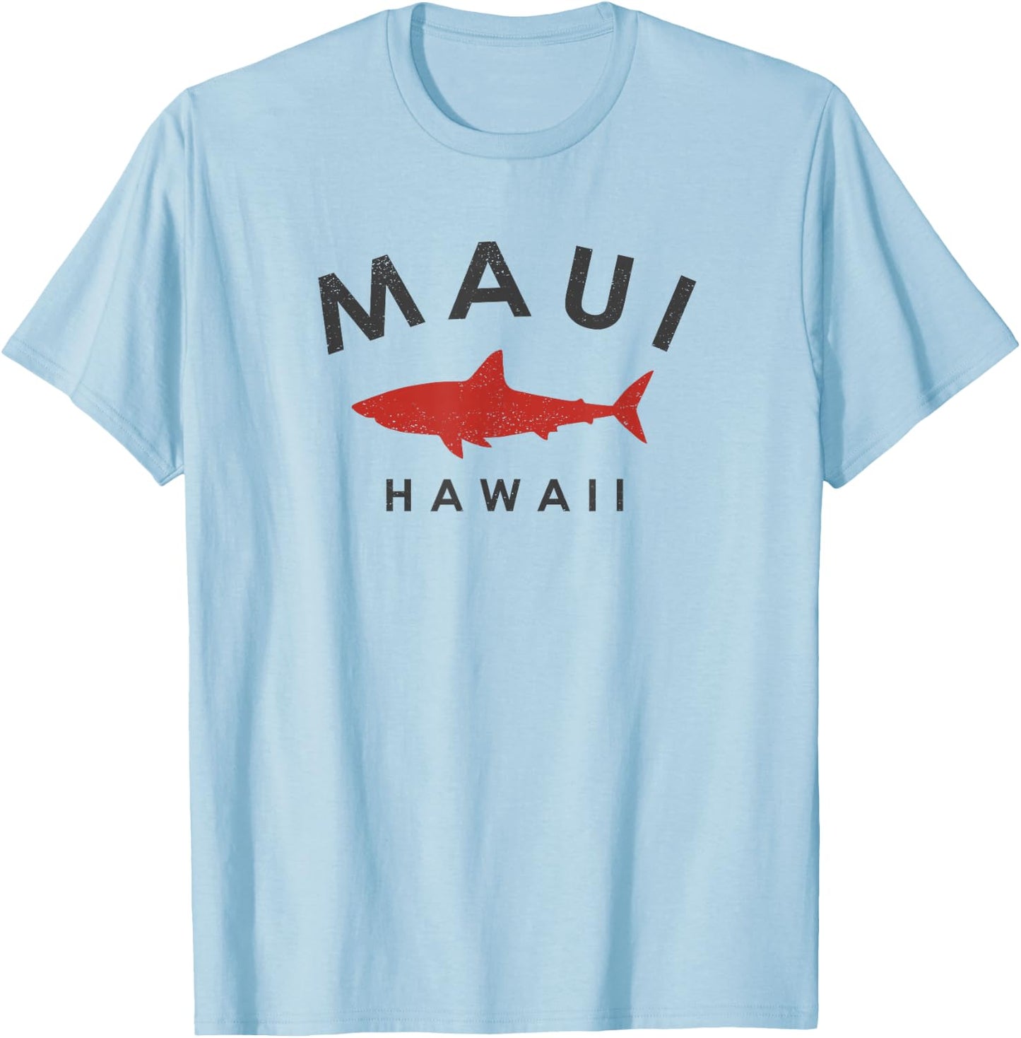 Maui Hawaii Shark Vacation Souvenir Vintage Hawaiian T-Shirt - T-Shirt | Light Blue
