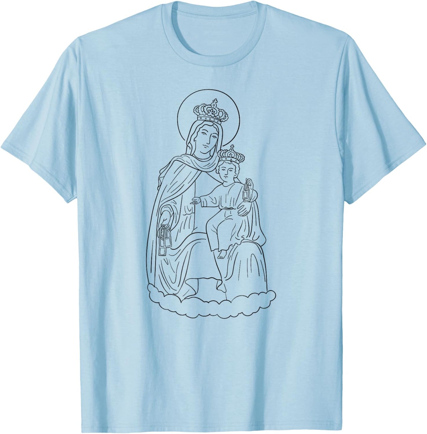 Lady of Mount Carmel - Virgin of Carmel - Virgen del Carmen T-Shirt - T-Shirt | Light Blue
