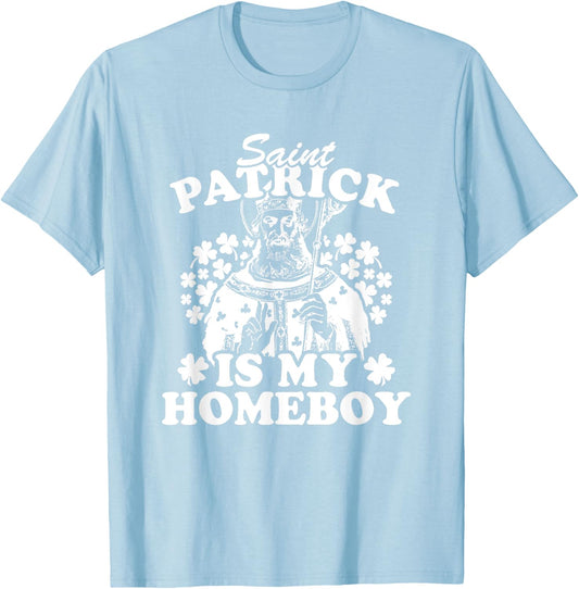 Saint Patrick Is My Homeboy Funny Vintage St Patricks Day T-Shirt - T-Shirt | Light Blue