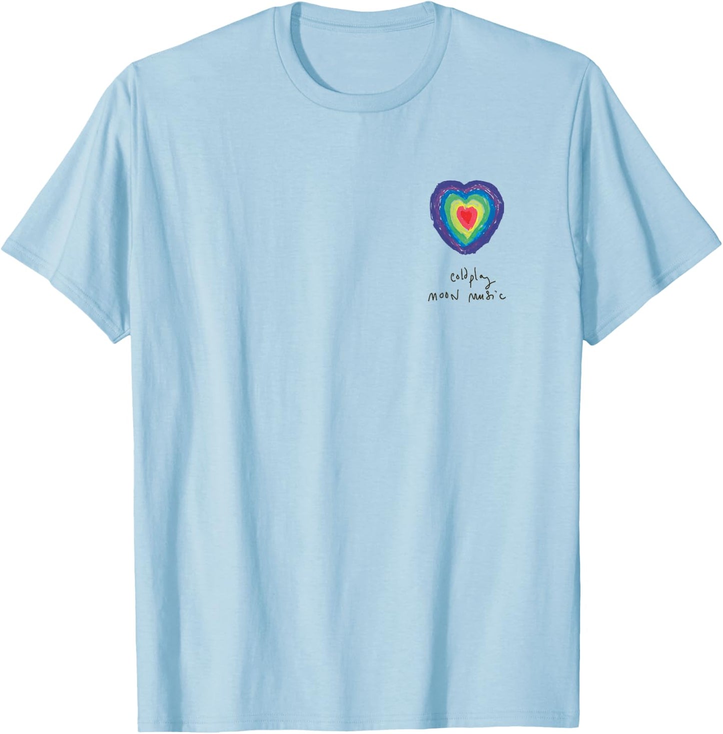 Coldplay Moon Music Heart Amazon Exclusive T-Shirt - T-Shirt | Light Blue