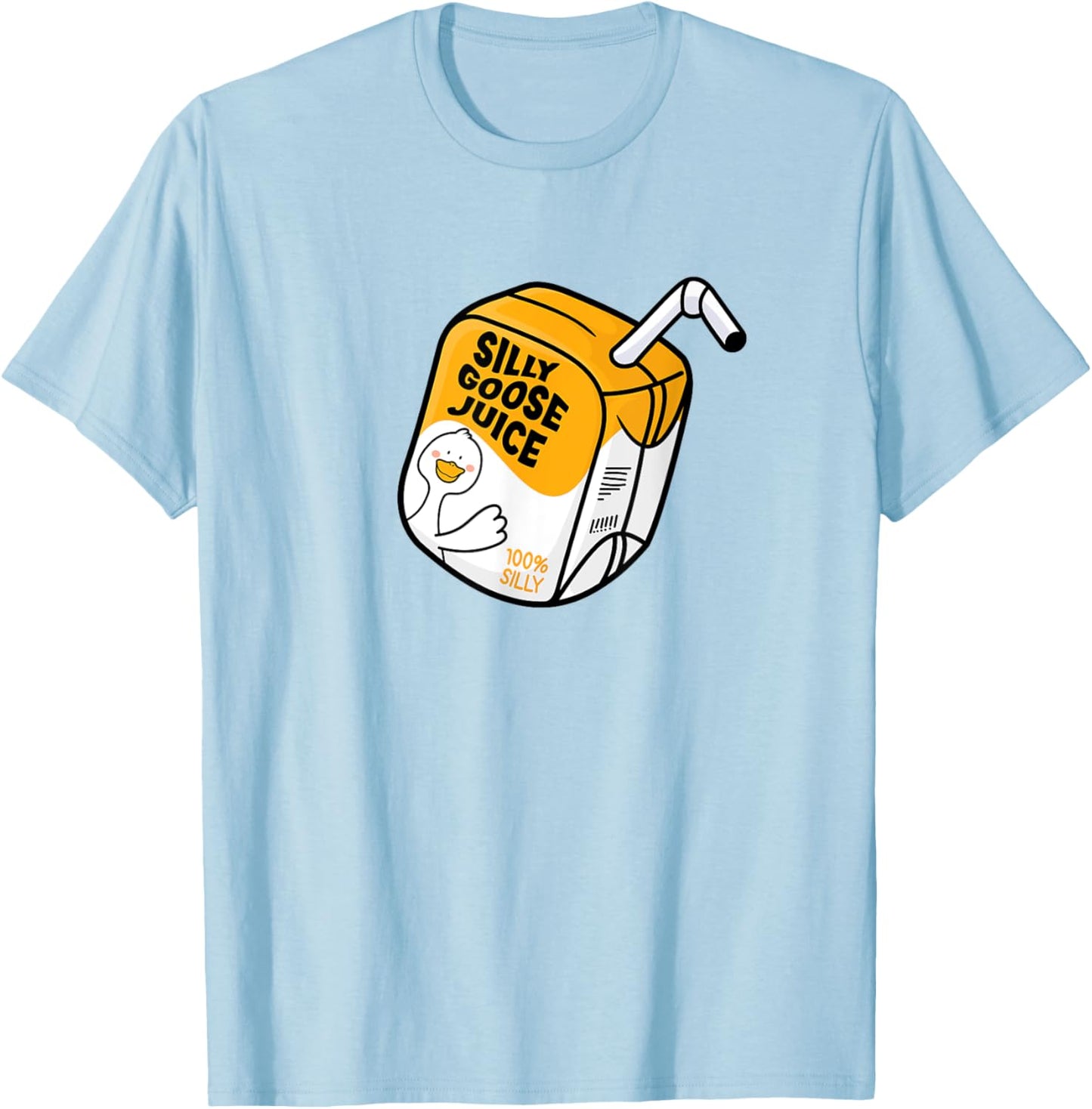 Funny Silly Goose Juice Box 100% Silliness for Goose Lovers T-Shirt - T-Shirt | Light Blue