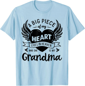 My Heart Lives In Heaven She Is My Grandma Guardian Angel T-Shirt - T-Shirt | Light Blue