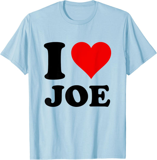 Red Heart I Love Joe T-Shirt - T-Shirt | Light Blue