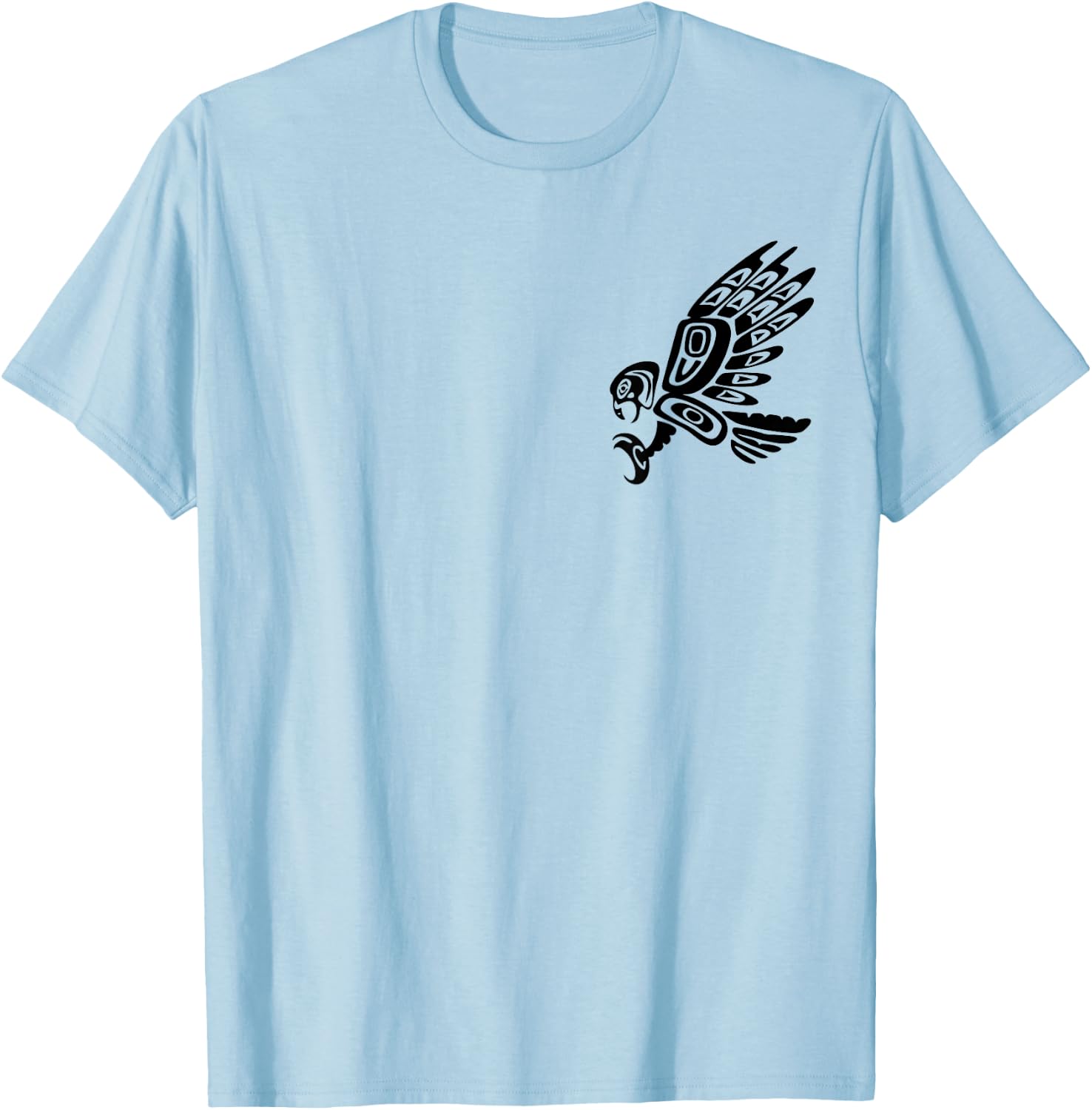 Falcon Abstract Haida Art Pacific Northwest Coast Bird T-Shirt - T-Shirt | Light Blue