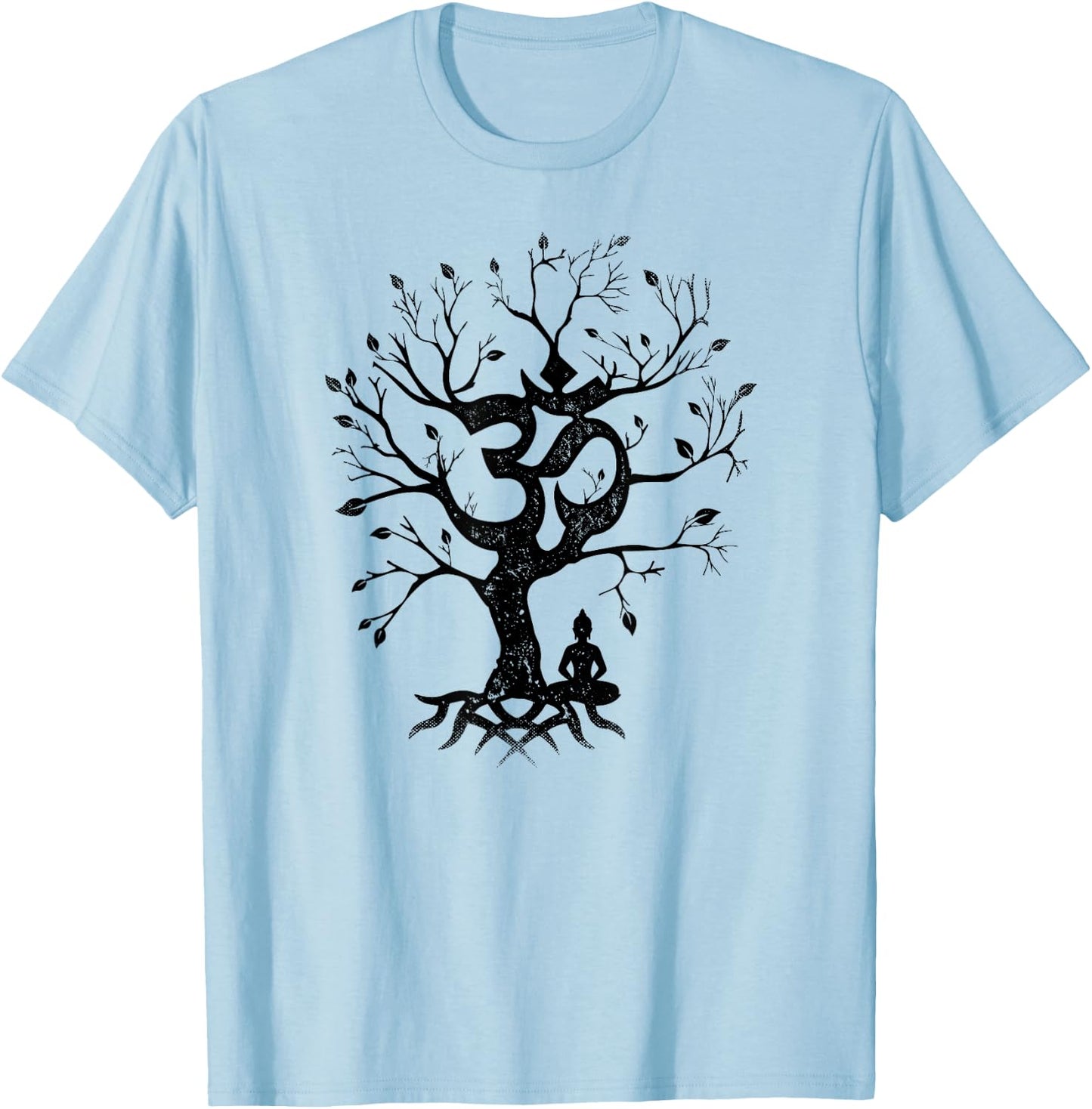 Tree of Life and Ohm Symbol Design or Men Om T-Shirt - T-Shirt | Light Blue