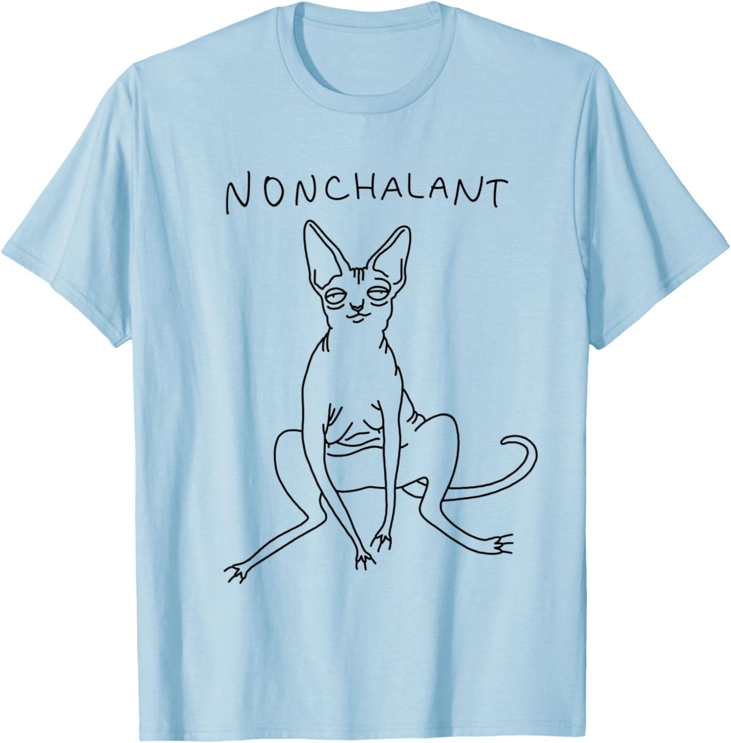 Nonchalant Sphynx Cat Funny Gift | Nakdcat T-Shirt - T-Shirt | Light Blue