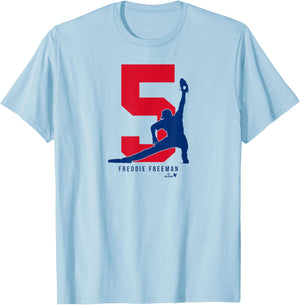 Freddie Freeman 5: Los Angeles - Los Angeles Baseball T-Shirt - T-Shirt | Light Blue