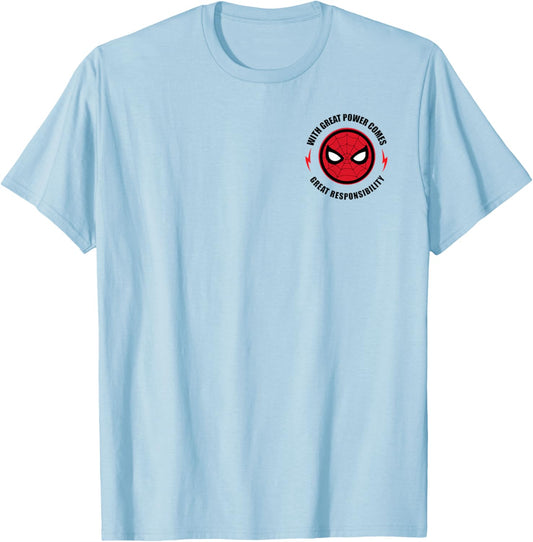 Marvel Spider-Man With Great Power Great Responsibility Icon T-Shirt - T-Shirt | Light Blue