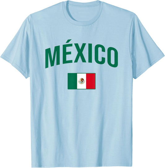 México - Flag of Mexico - Throwback Design - Classic T-Shirt - T-Shirt | Light Blue