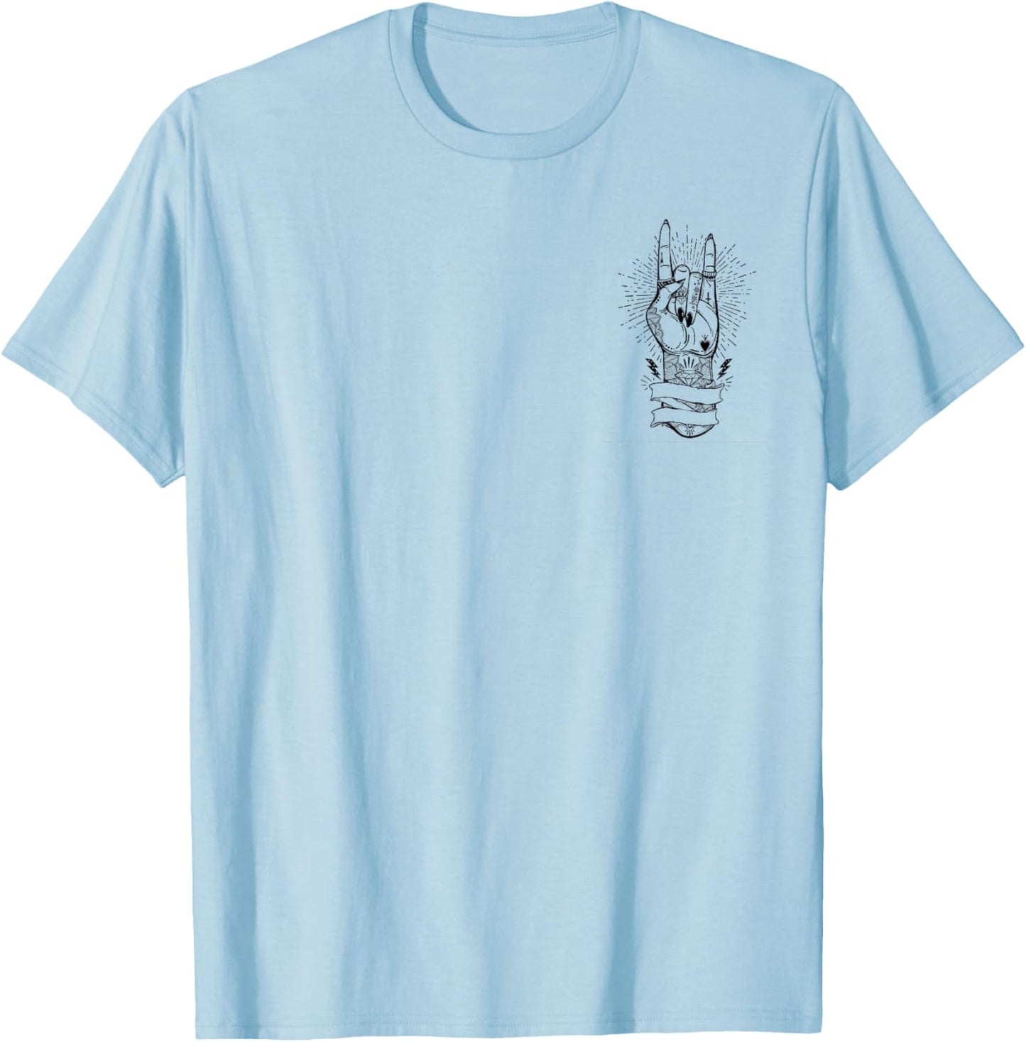 Pommesgabel Heavy Metal Rock Frau Mädchen Feminismus dezent T-Shirt - T-Shirt | Light Blue