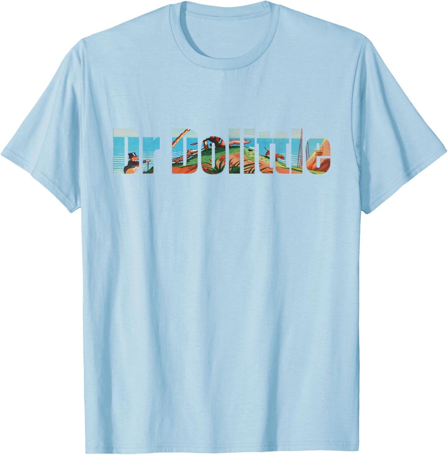 Dr Dolittle Text Silhouette T-Shirt - T-Shirt | Light Blue