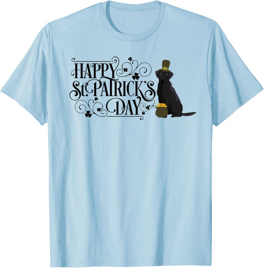 St Patricks Day Black Labrador Retriever Shirt Dog T-Shirt - T-Shirt | Light Blue