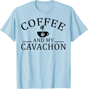 Cavachon Dog And Coffee Men Women T-Shirt - T-Shirt | Light Blue