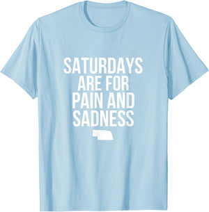 Saturdays Are For Pain And Sadness Red X-Small Modern Letter Print T-Shirt - T-Shirt | Light Blue