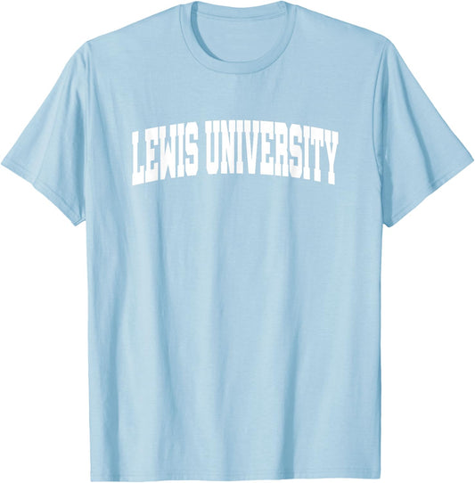 Lewis University Flyers School Name Arch T-Shirt - T-Shirt | Light Blue