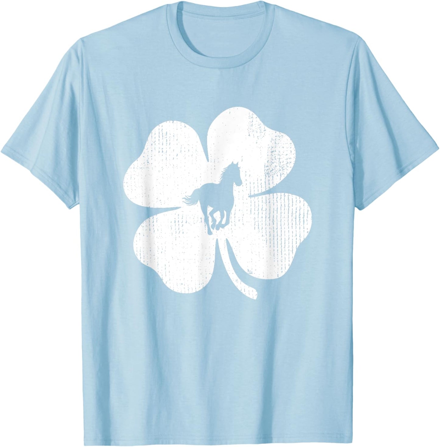 Horse Lucky Shamrock Leaf St Patrick's Day Funny Gift T-Shirt - T-Shirt | Light Blue