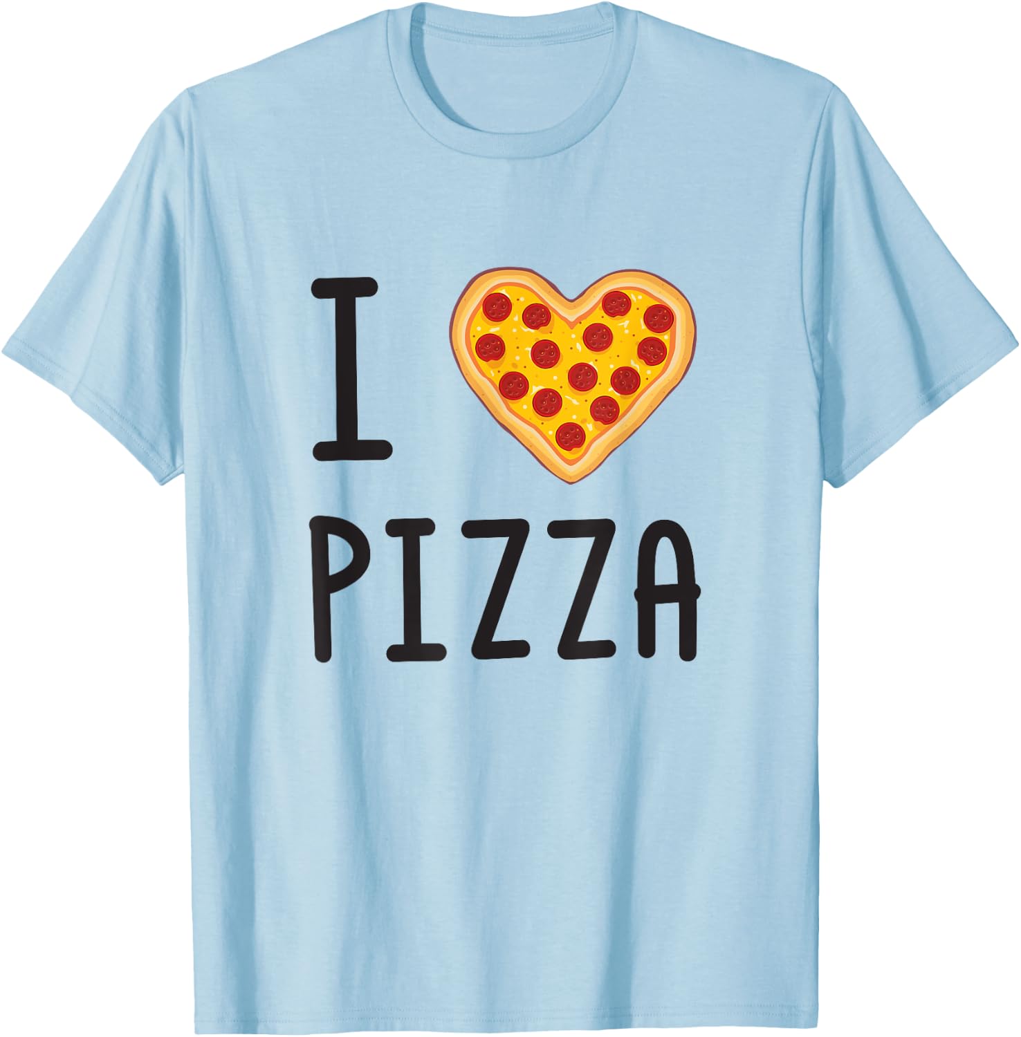 Funny I Love Pizza Pepperoni Heart T-Shirt - T-Shirt | Light Blue
