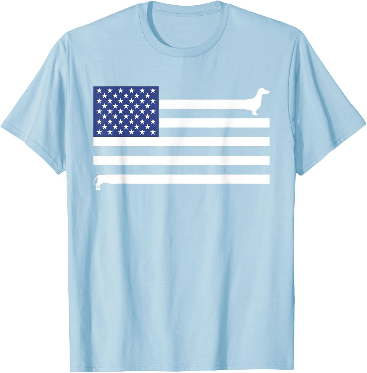 American Flag Dachshund Patriotic Doxie Lover 4th of July T-Shirt - T-Shirt | Light Blue