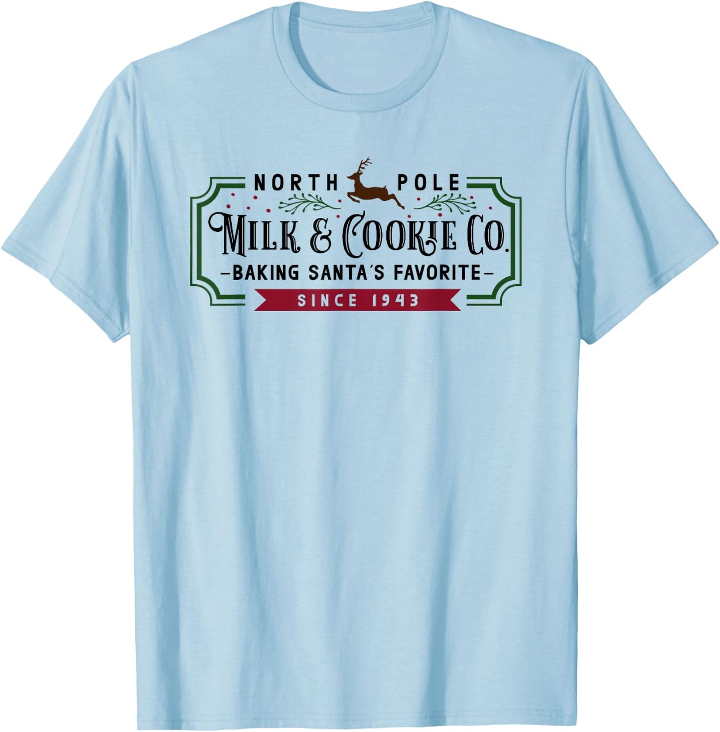 Christmas North Pole Milk and Cookie Co T-Shirt - T-Shirt | Light Blue