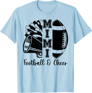 Football Cheer Mimi Grandma High School Cheerleader Pom Pom T-Shirt - T-Shirt | Light Blue