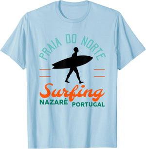 Praia Do Norte - Surf Portugal Nazare Surfers Gift T-Shirt - T-Shirt | Light Blue