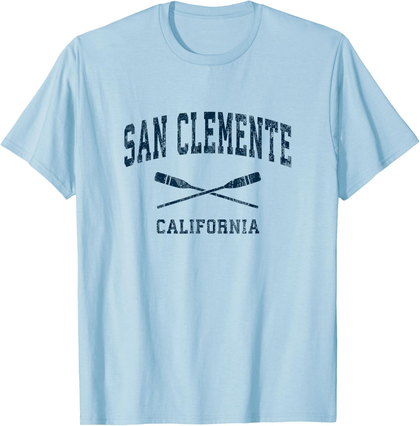 San Clemente California Vintage Nautical Paddles Sports Oars T-Shirt - T-Shirt | Light Blue
