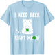 Saint Patrick's Day I Need Beer Right Meow Cat T-Shirt - T-Shirt | Light Blue
